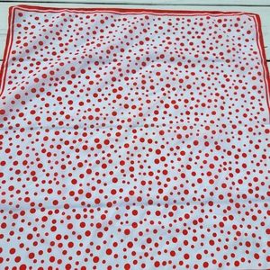 Vintage Nasharr Freres Red & White Polka Dot Scarf ~ Great Mod Look!